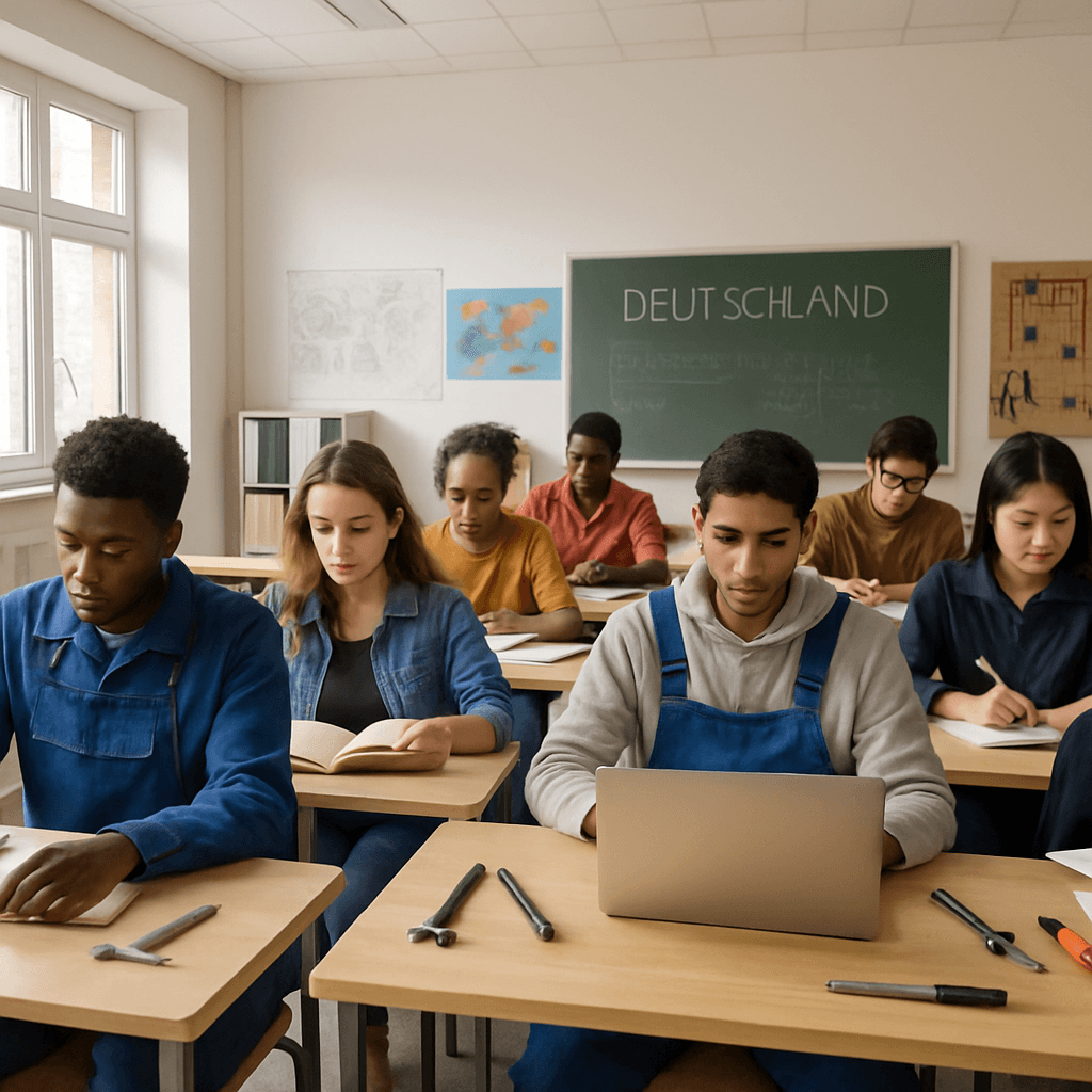 Students at vocational school in Germany