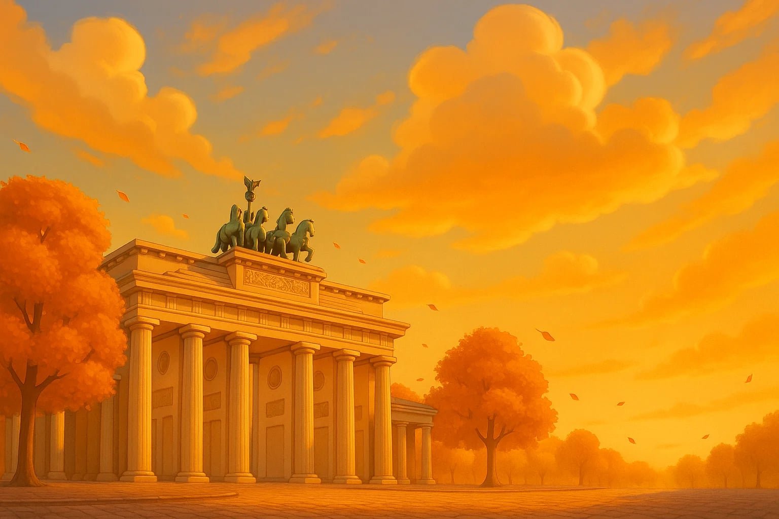 Brandenburg Gate in autumn - iconic symbol of Berlin and Germany