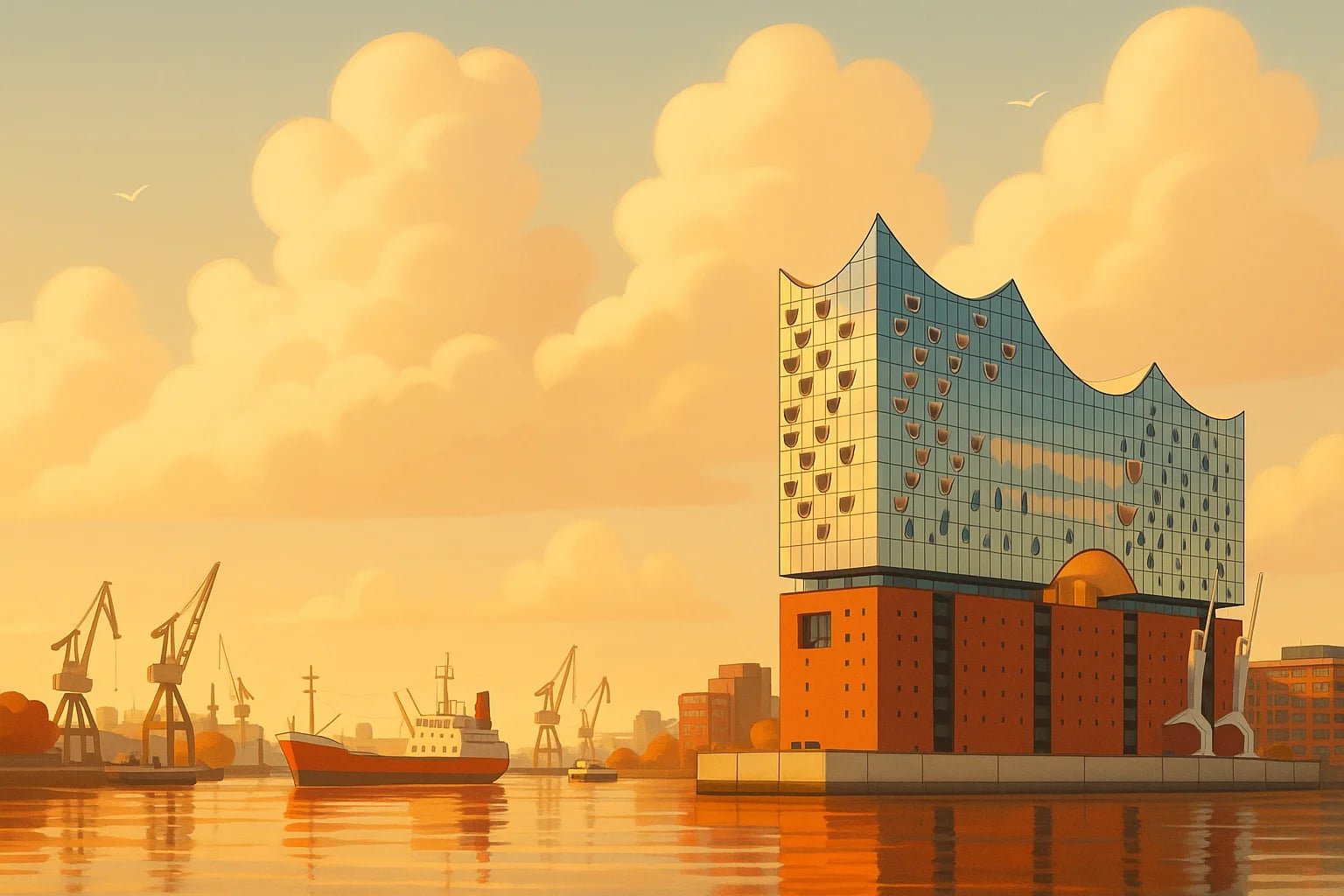Hamburg harbor in autumn - Germany's business and port city