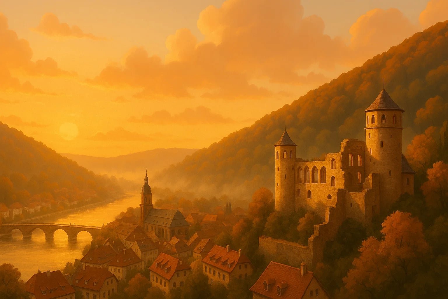 Heidelberg Castle in autumn - historic German landmark